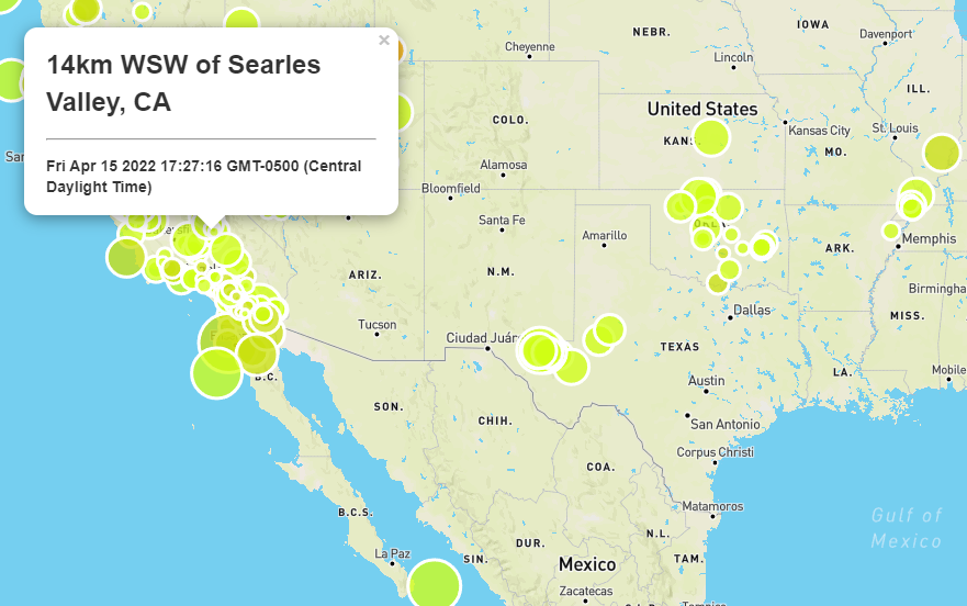 Live map that updates with earthquake events